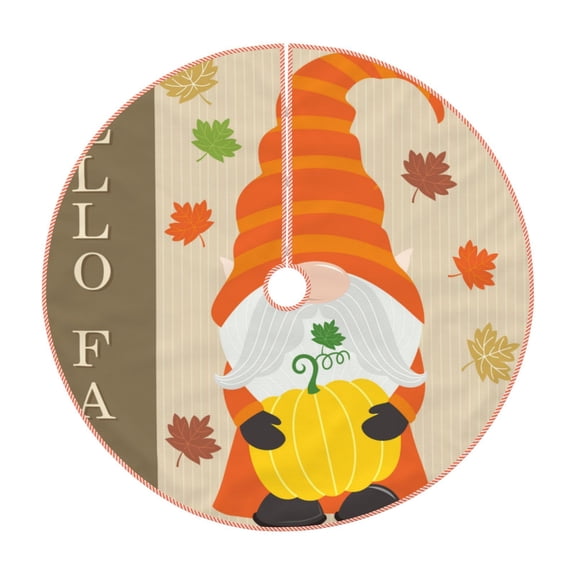 Xecao Hello Fall Gnomes 1 Pattern Christmas Tree Skirt Holiday Part Decorations for Christmas Tree, Farmhouse Christmas Decor Xmas Holiday Home Party Decorations-30"