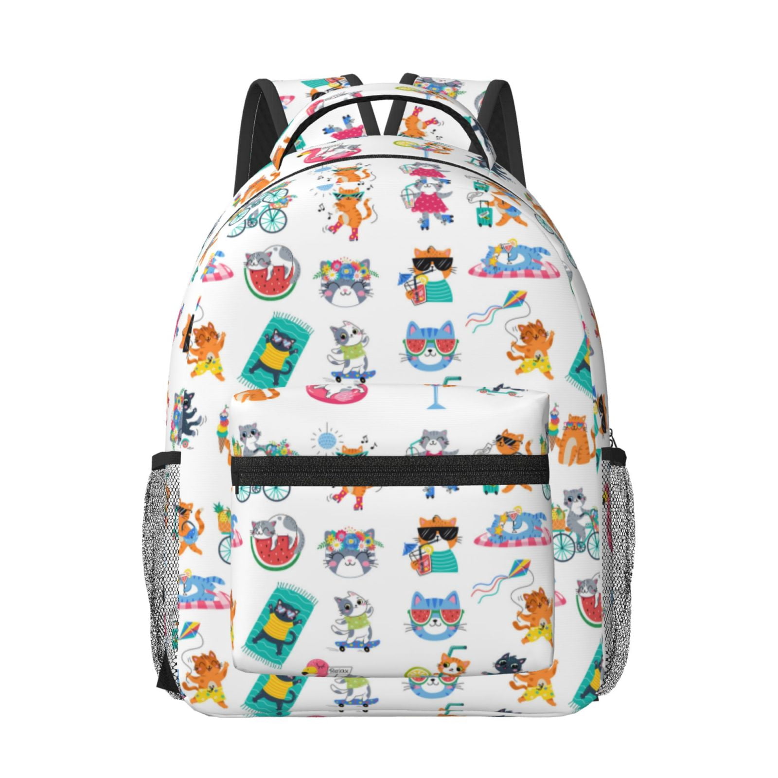 Xecao Hello Summer Cat Travel Backpack: A spacious, stylish computer backpack ideal for men and women, perfect for college, school, or daily travels