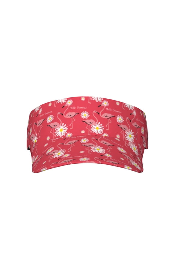 Hello Summer Flamingo for Adult Sun Cap offers versatile sun protection with adjustable Velcro for a secure fit.