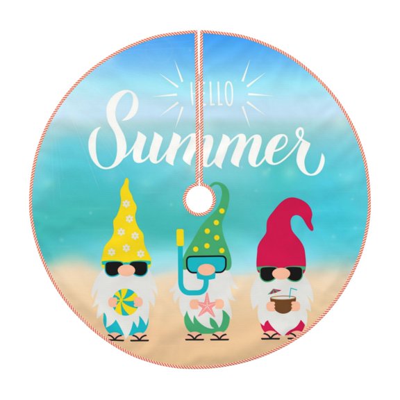 Xecao Hello Summer Gnome 1 Pattern Christmas Tree Skirt Holiday Part Decorations for Christmas Tree, Farmhouse Christmas Decor Xmas Holiday Home Party Decorations-30"