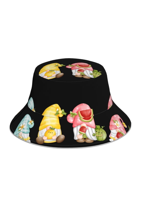 Hello Summer Gnome Print Men and Women Night Reflective Hat Runner Cap Visor Bucket Hat Boonie Cap