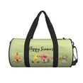 thumbnail image 1 of Xecao Hello Summer Gnome print Round Travel Duffel Bag is a foldable gym bag with an inner pocket, perfect for travel sports, 1 of 8