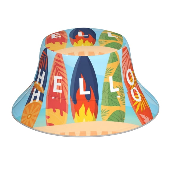 Xecao Hello Summer3 Print Men and Women Night Reflective Hat Runner Cap Visor Bucket Hat Boonie Cap