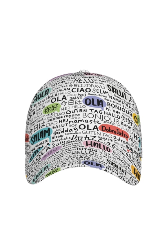 Hello for Baseball Cap: Unisex, crafted from classic polyester twill fabric, featuring a soft unconstructed design