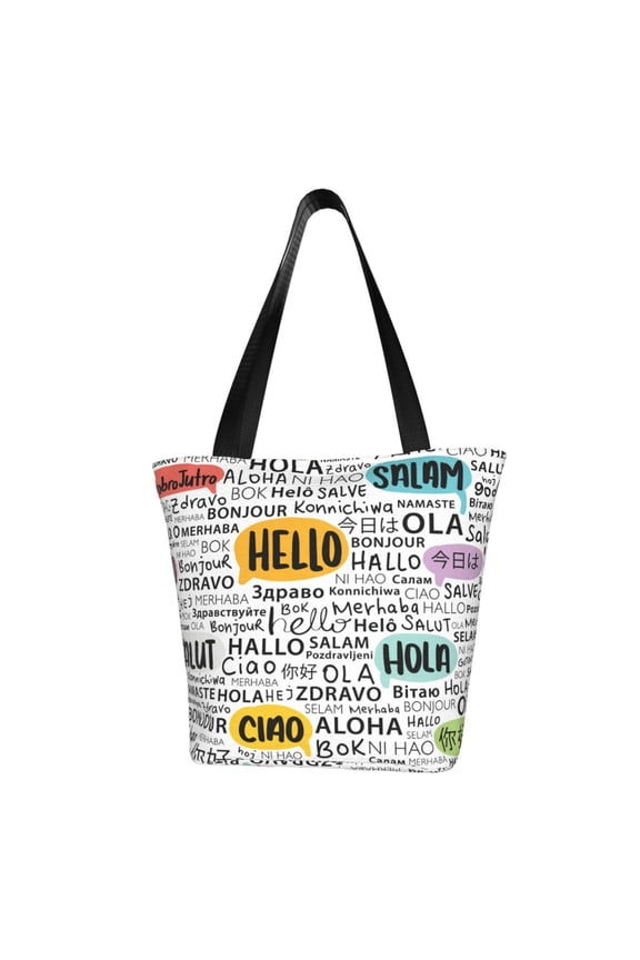 Hello for Tote Bag for Women -Tote Shoulder Bag with A Little Pocket Inside, Perfect for Travel and Work.