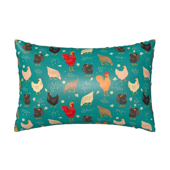 Xecao Hens And Rooster Pattern Satin Pillowcases for Hair and Skin, Luxurious and Silky Pillow Cases with Envelope Closure, 20x30 Inches