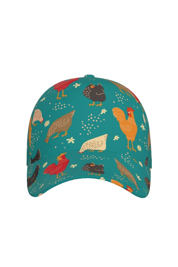 Hens And Rooster for Baseball Cap: Unisex, crafted from classic polyester twill fabric, featuring a soft unconstructed design