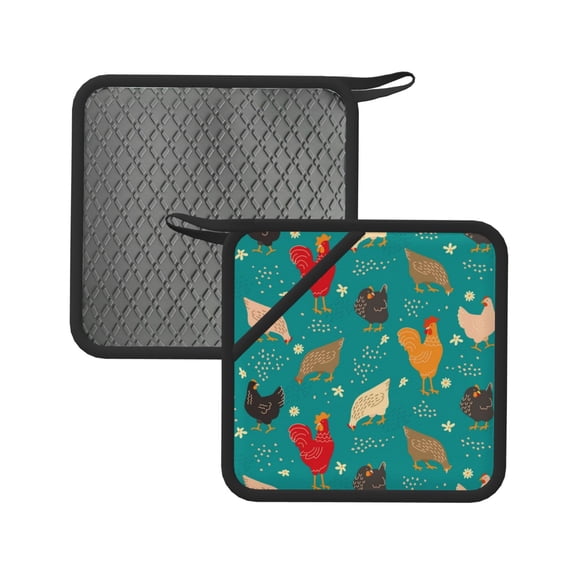 Xecao Hens And Rooster for Silicone Trivet Mats - Heat Resistant Pot Holders, Multipurpose Non-Slip Hot Pads