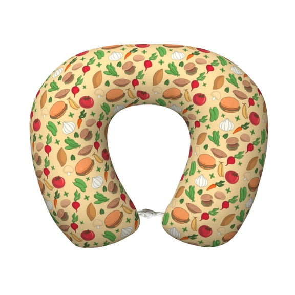 Xecao Herb Of Burger Print Memory Foam Cervical Neck Pillow Versatile U-Shaped Pillows for Home,Office,Camping,Travelling,Soft Washable Cover