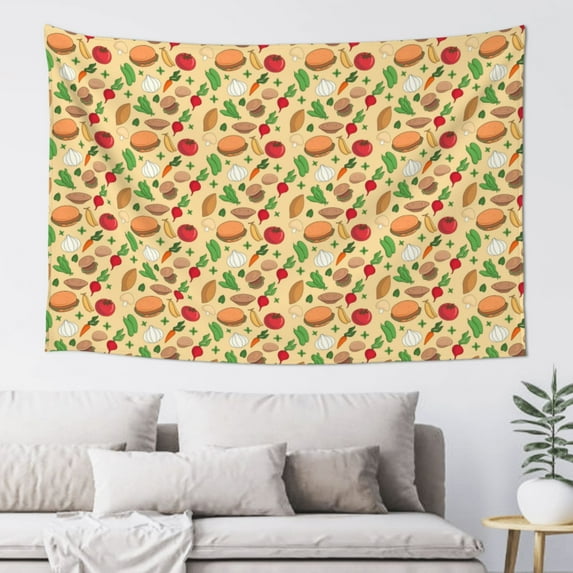 Xecao Herb Of Burger Print Tapestry, Wall Hanging Room Funny Decor, Backdrop Room Decor for Bedroom Living Room dormitory
