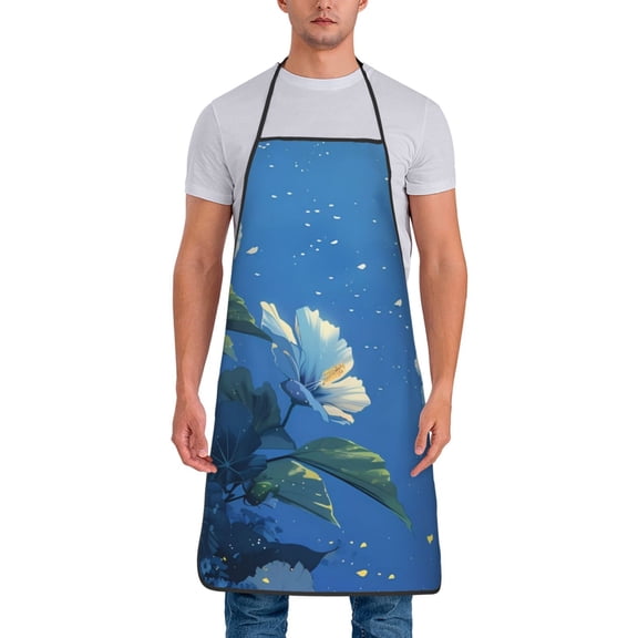 Xecao Hibiscus Flowers Calm Water Print Funny BBQ Chef Aprons for Men Women,Adjustable Kitchen Cooking Aprons with Pocket Waterproof Oil Proof No Pilling Fading