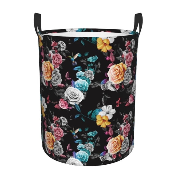 Xecao Hibiscus Rose Print Laundry Hamper Basket,designed for Blanket Storage and Nursery Clothes in the Bedroom