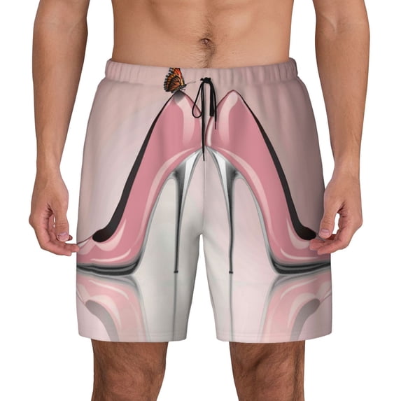 Xecao High Heel Shoes Butterfly for Men's Swimming Trunks Swim Trunks Quick Dry Swim Shorts with Mesh Lining Funny Swimwear Bathing Suits