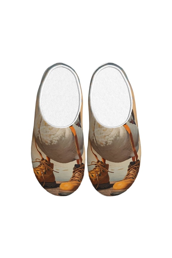 Hiking Duck Print Cotton Slippers Fuzzy Warm Cozy Slippers Non Slip House Slippers For Indoor Outdoor Cotton Slippers House Slippers-46/47