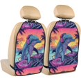 thumbnail image 1 of Xecao Hip-Hop DJ Dolphin Pattern Car Seat Back Protector 2 Pack Large Capacity Pocket, Kick Mats Back Seat Protector, 1 of 8
