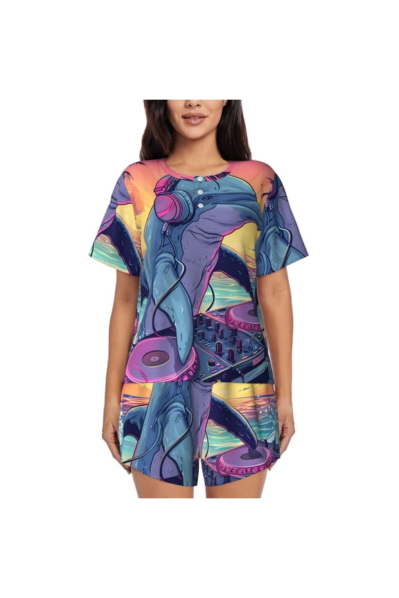 Hip-Hop DJ Dolphin print Swimsuit for women, Summer-ready, sporty style.Quick-dry fabric. Many sizes & colors.