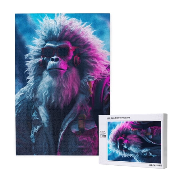 Xecao Hip-Hop Glasses Gorilla Pattern 1000 Piece Puzzles , Jigsaw Puzzles for Adults