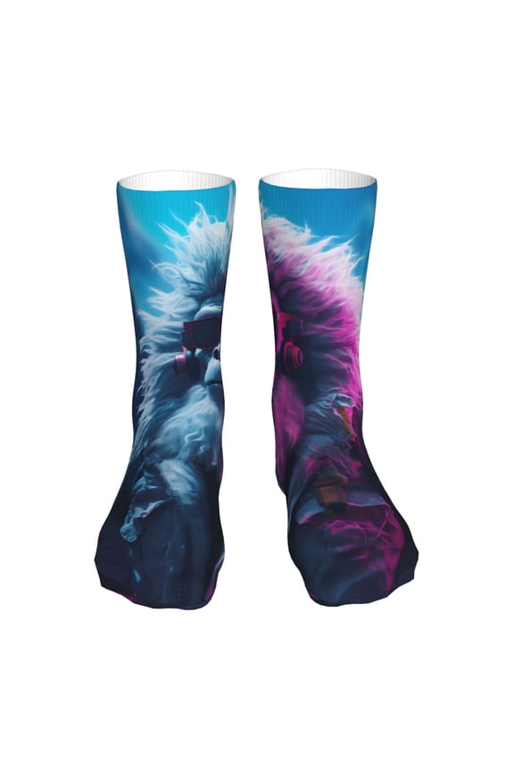 Hip-Hop Glasses Gorilla Print Fashion No Heel Casual Crew Socks Cushioned Breathable for Men Women - Moisture wicking,Not easy to fade Suitable for daily