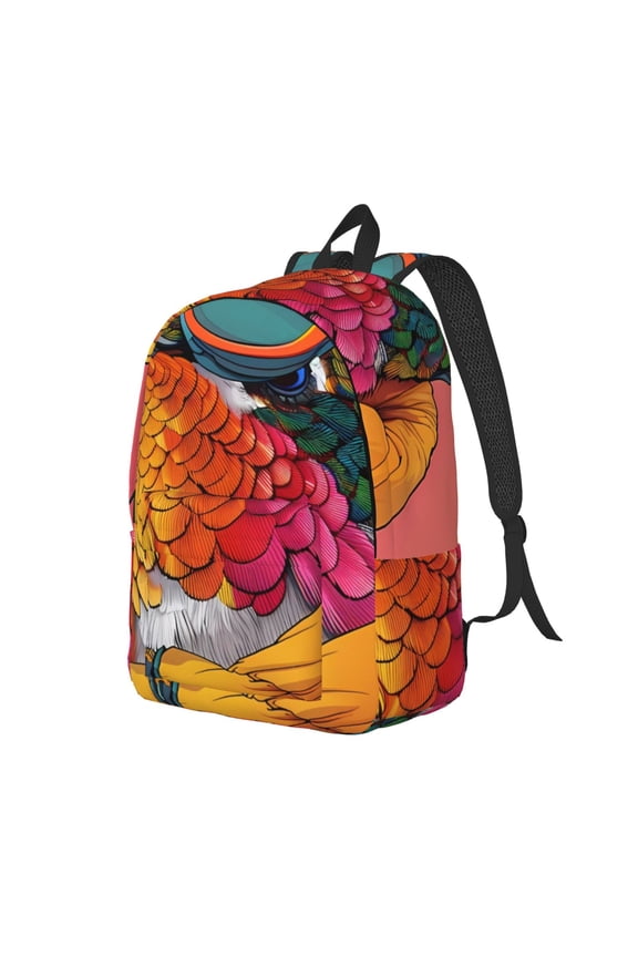 Hip Hummingbird In Jacket for Canvas College Laptop Backpack, a Durable Rucksack for Both Men and Women, ideal for travel, school, and daily use Bag-Small