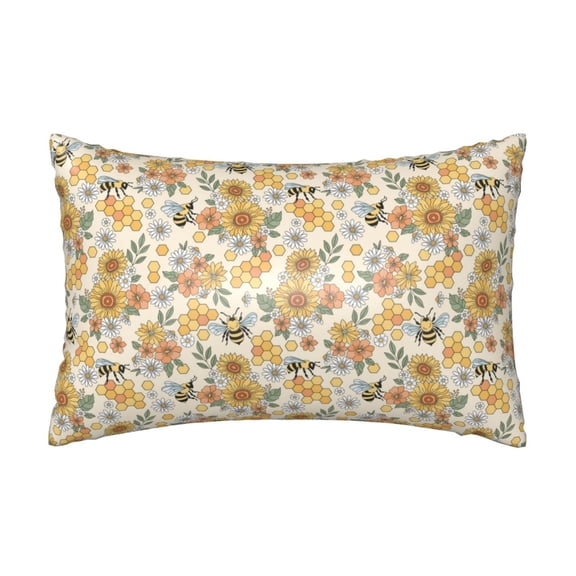 Xecao Hippie Bee Honeycomb Pattern Satin Pillowcases for Hair and Skin, Luxurious and Silky Pillow Cases with Envelope Closure, 20x30 Inches