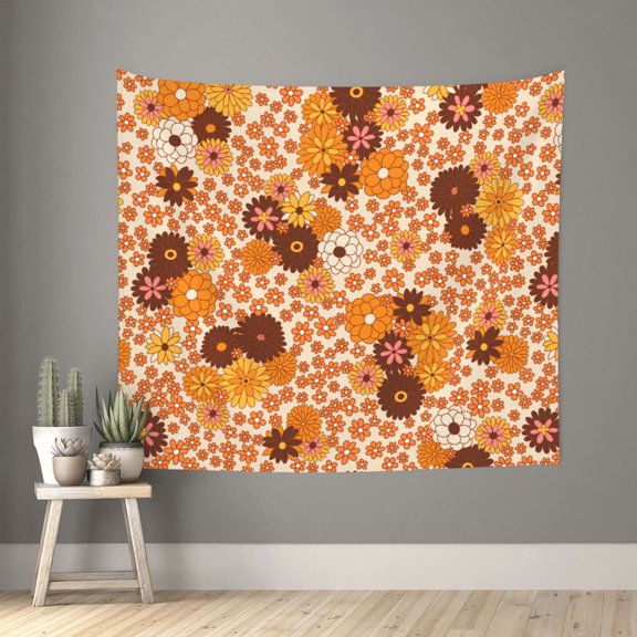Xecao Hippie Ditsy Floral patten Tapestry 60x51 Inches Wall Hanging Poster Tapestry for Living Room Bedroom Home Decor