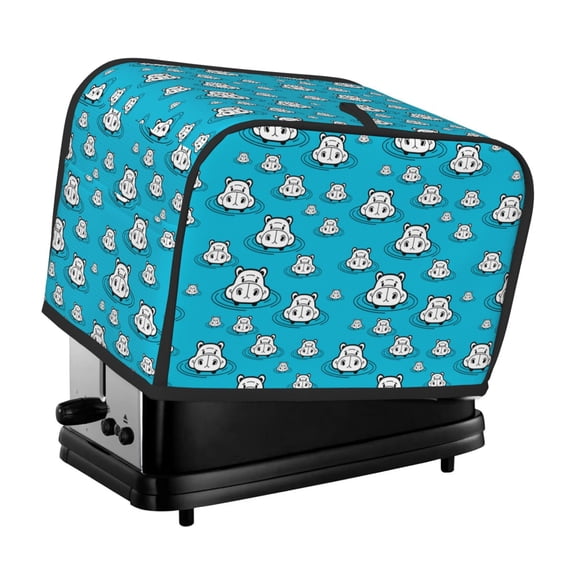 Xecao Hippo In Water Head Print 2 Slice Toaster Cover with Pockets, Small Appliance Cover, Dust and Fingerprint Protection, Machine Washable