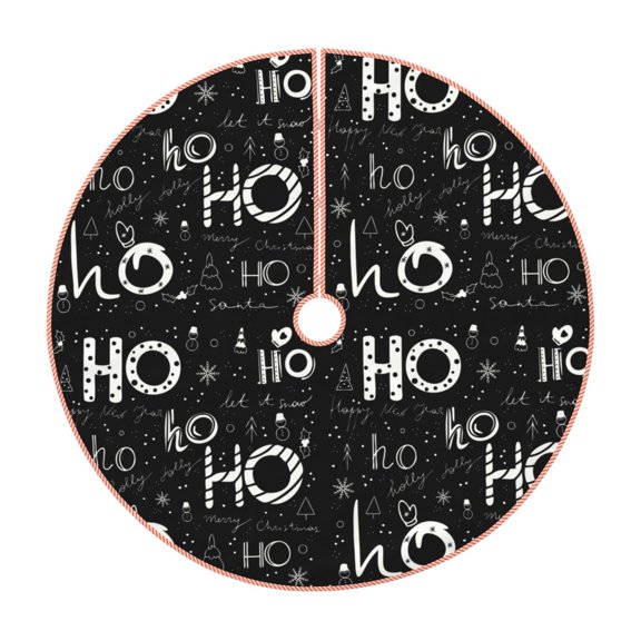 Xecao Ho-Ho-Ho 2 Pattern Christmas Tree Skirt Round Xmas Tree Mat Base Cover for Holiday Home Decorations-30"