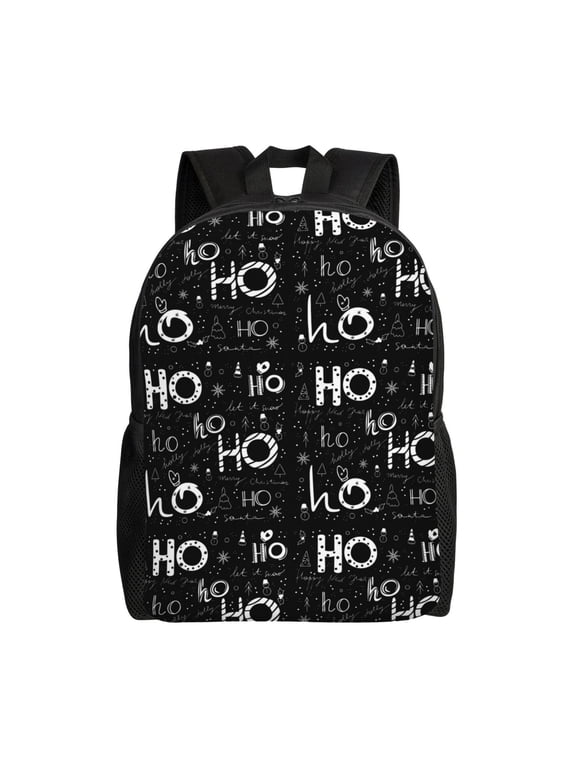 Ho-Ho-Ho 2 Print School Backpack with Laptop Compartment Small Travel Laptop Backpack for Women Men Waterproof College Backpack Simple School Bag