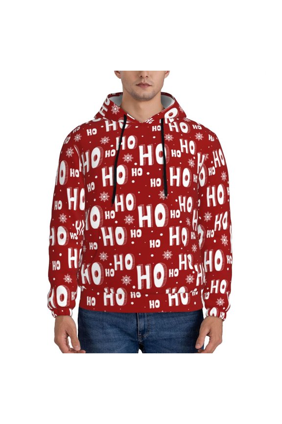 Ho-Ho-Ho Pattern Men's Adult Pullover Hoodie,Hooded Sweatshirt-Small