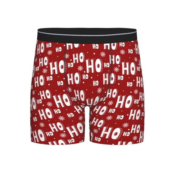 Xecao Ho-Ho-Ho Print Boxer Briefs for Men's Stretch Moisture-Wicking Underwear, Mid-Rise Classics breathable fabric