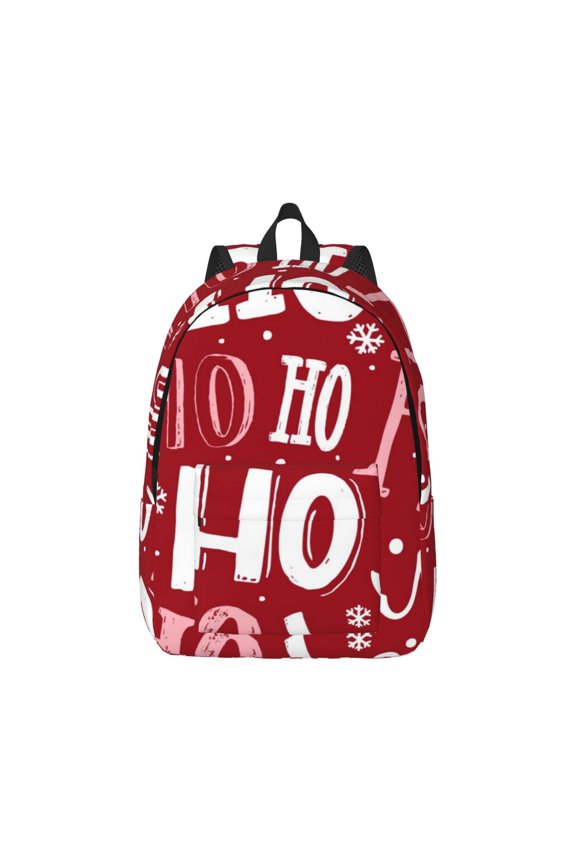 Ho Pattern Funny Christmas for Canvas College Laptop Backpack, Durable Rucksack Travel Notebook Bag School Backpack Book Bag for Men Women