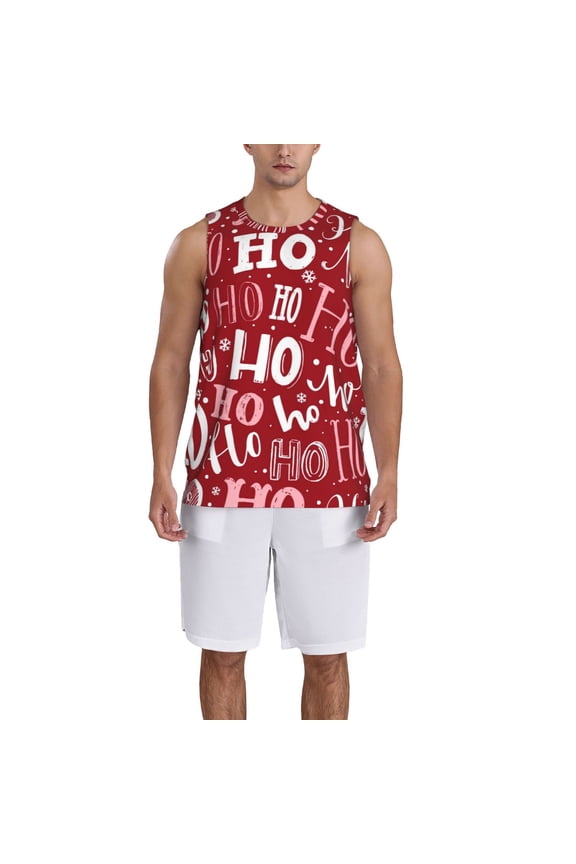 Ho Pattern Funny Christmas print basketball shirt for both men and women, a unisex basketball jersey perfect for theme parties-Small