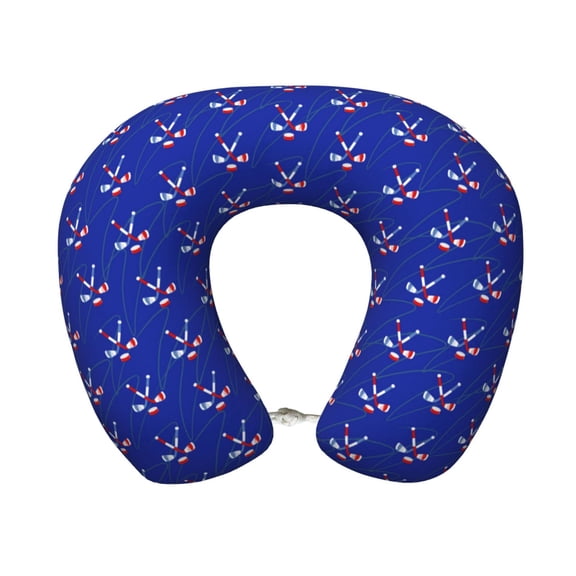 Xecao Hockey Print Memory Foam Cervical Neck Pillow Versatile U-Shaped Pillows for Home,Office,Camping,Travelling,Soft Washable Cover