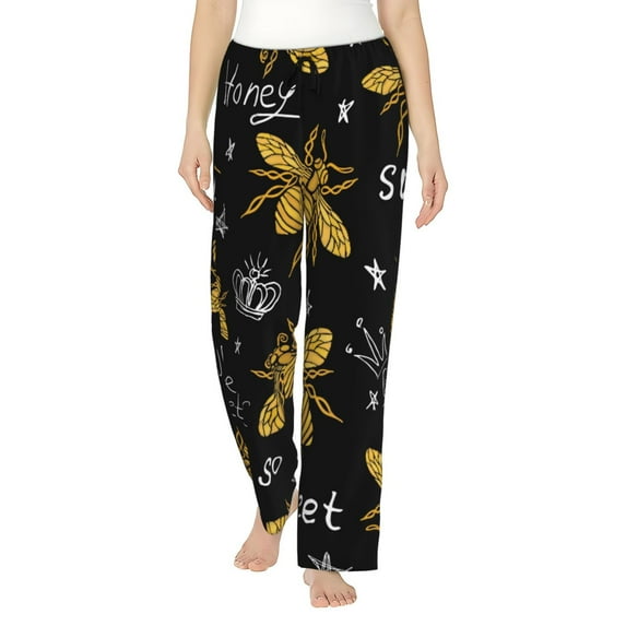 Xecao Hohey Bee Golden Embroidery Women's Straight Lounge Pajama Pants: The Epitome of Relaxed Sleepwear