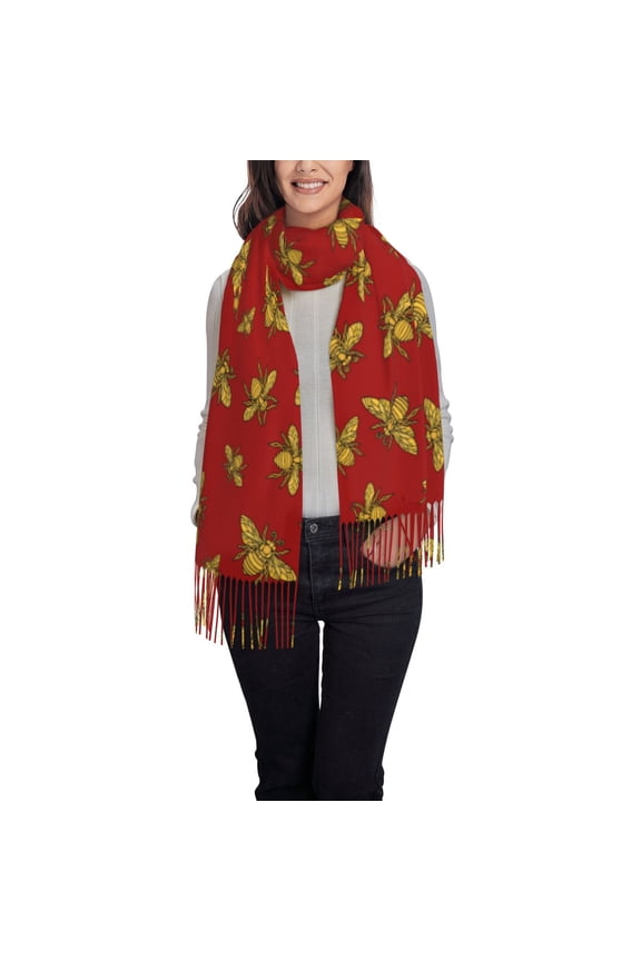 Hohey Bee Golden Pattern Womens Winter Scarf Fall Scarf Oversized Large Scarf for Women Warm Shawl Wrap