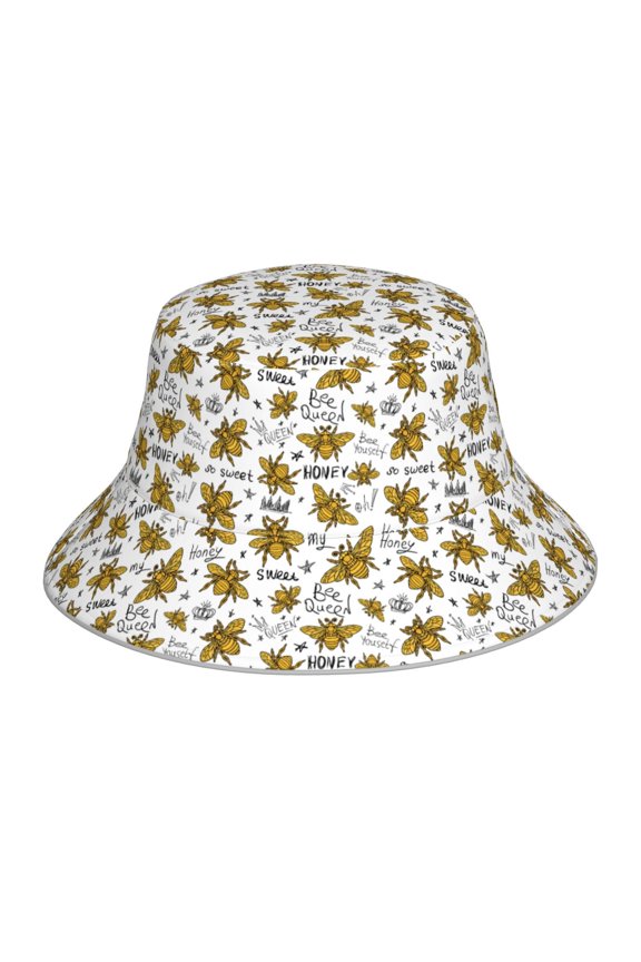 Hohey Bee Golden2 Print Men and Women Night Reflective Hat Runner Cap Visor Bucket Hat Boonie Cap