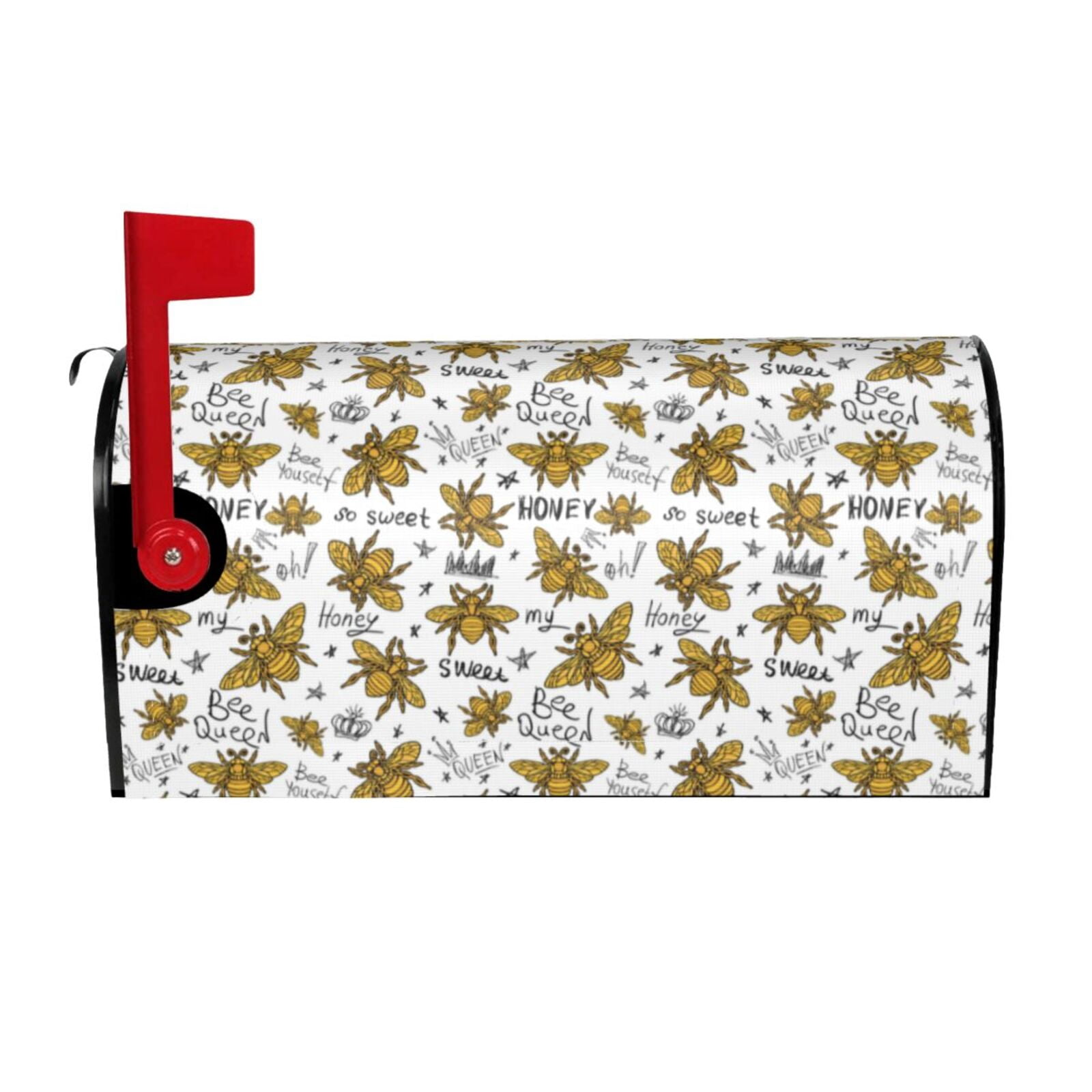 Xecao Hohey Bee Golden2 for Mailbox Cover with Magnetic Strips, Waterproof and Sunscreen, Adds a Decorative Touch to Your Garden Yard.