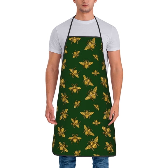 Xecao Hohey Bee Print Funny BBQ Chef Aprons for Men Women,Adjustable Kitchen Cooking Aprons with Pocket Waterproof Oil Proof No Pilling Fading