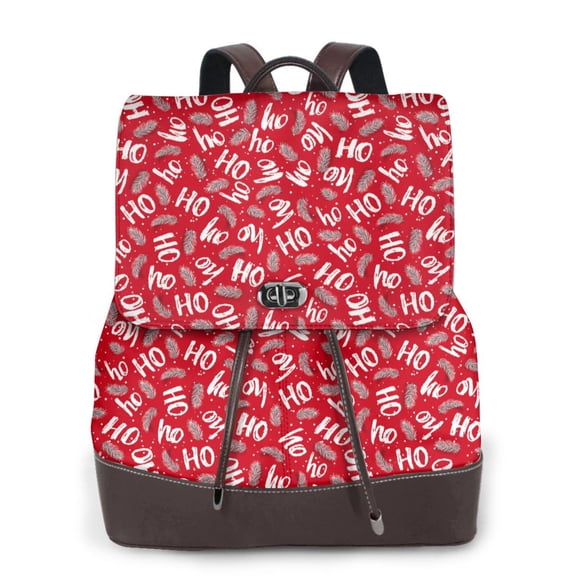 Xecao Hohoho3 Print Large Backpack Soft Leather for Women Travel with Compartment, Adjustable Convertible Strap