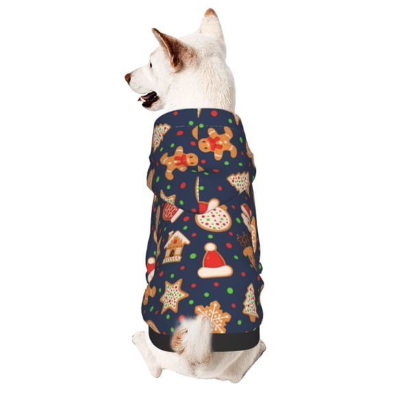 Xecao Holiday Gingerbreads Pattern Sweatshirts Winter Pet Dog Hoodie Puppy Coat Dog Sweaters Dog Clothes with Hat Dog Clothes Costume Outfit,Small Pets Wear-Small