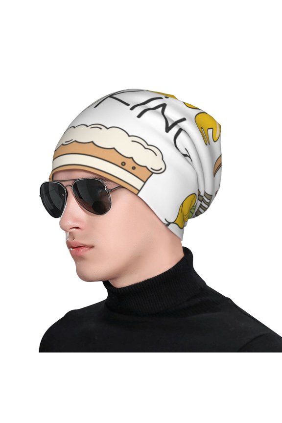 Home Cooking Print Beanie Knitted Hat for Men Women, Winter Fashion Knit Cuffed Caps Unisex