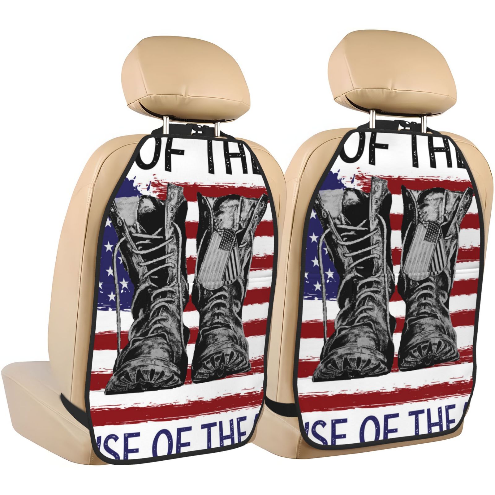 Xecao Home Of The Free Because Of The Brave Pattern Car Seat Back Protector 2 Pack Large Capacity Pocket, Kick Mats Back Seat Protector