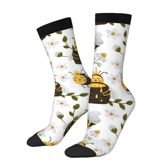 Xecao Honey Bee Insect Pattern Sport Socks for Women and Men Crew Socks Sporty Calf Socks Casual Socks