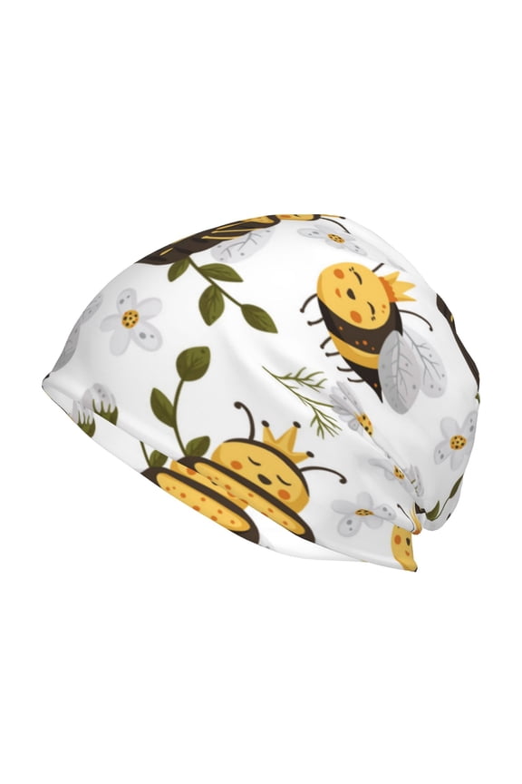 Honey Bee Insect Print Knit Hat,Winter Beanie for Men Women, Beanie Soft Warm Ski Stocking Cuffed Cap