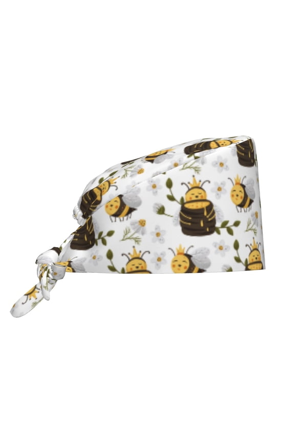 Honey Bee Insect Print Men Women Adjustable Working Cap with Button Unisex Hats Sweatband