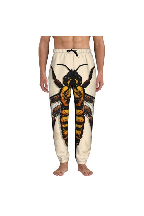 Honey Bee Print Active Tech Joggers for Men, Mens Sweatpants Lounge Pants with Pockets-Medium