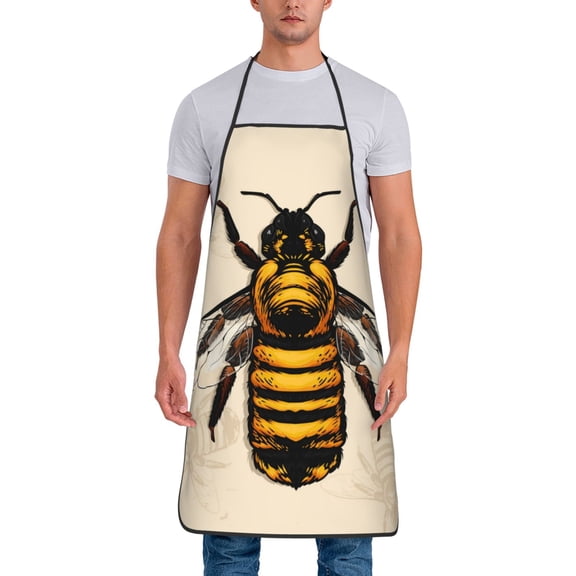 Xecao Honey Bee Print Funny BBQ Chef Aprons for Men Women,Adjustable Kitchen Cooking Aprons with Pocket Waterproof Oil Proof No Pilling Fading