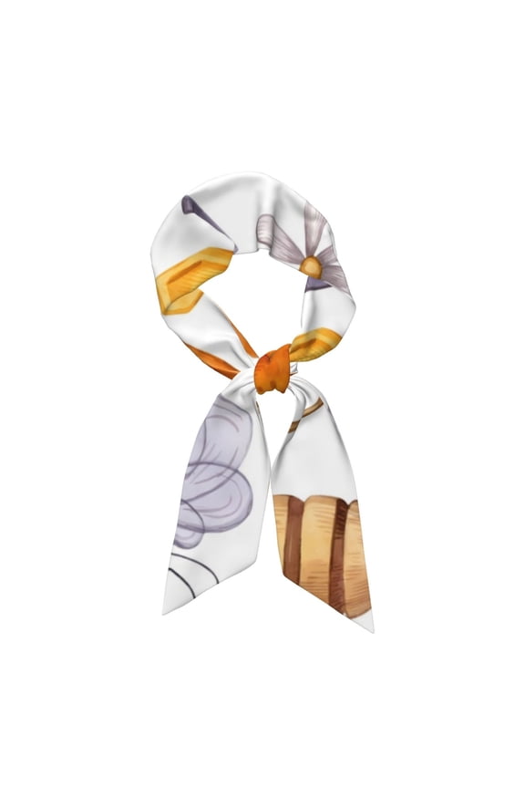 Honey Bee Set Pattern Large Satin Head Scarf - Satin Hair Scarves Silk Bandana Scarf Headscarf Silk Feeling Scarf for Women