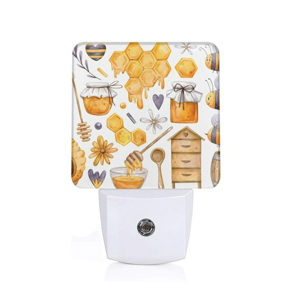 Xecao Honey Bee Set for Night Light - a Wall-mounted LED Fixture with A Dusk-to-dawn Sensor, Ideal for Bedrooms, Bathrooms, Hallways, and Kitchens-US
