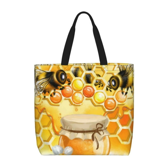 Xecao Honey Bee for Tote Bag: spacious with inner pockets, ideal for work, shopping, or travel.